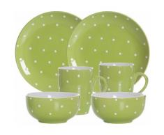 Ritzenhoff & Breker Frühstück-Set, Keramik, 6 Teile, »PINTO«, grün, Unisex, grün/weiß