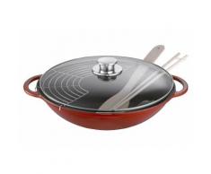 Wok, Schulte-Ufer®, »RUSTIKA«, mit Glasdeckel und Zubehör, rot, Unisex, rot