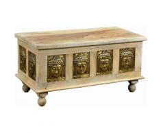 THE WOOD TIMES Truhen-Couchtisch «Buddha», Breite 90 cm, natur, beige/gold