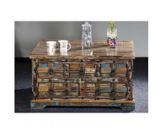 THE WOOD TIMES Truhen-Couchtisch »Delhi«, Breite 90 cm, braun, braun/beige/grün