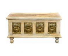 THE WOOD TIMES Truhen-Couchtisch «Buddha», Breite 120 cm, natur, beige/gold