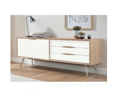 andas Sideboard »stick«, Breite 200 cm, mit Chromabsetzungen an den Beinen, weiß, white oak/Laminat weiß