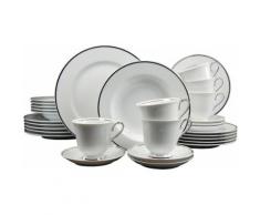 CreaTable Kombiservice Porzellan 30tlg. »PLATIN«., weiß, Unisex, weiß/Platinrand