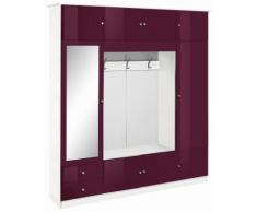 Kompaktgarderobe »Kompakta«, Breite 185 cm, lila, weiß-brombeer Hochglanz