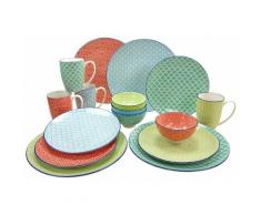 CreaTable Kombiservice, Steinzeug, »Mediterran«, bunt, Unisex, rot/blau/grün/petrol