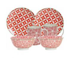 Ritzenhoff & Breker Frühstück-Set, rot, Porzellan, 6 Teile , »MAKINA«, rot, Unisex, rot/weiß/grün