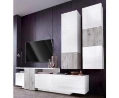 Tecnos Wohnwand (3-tlg.), weiß, weiß Hochglanz/Beton-Optik