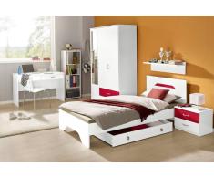 Rauch Kleiderschrank, mit Spiegel und 2 Schubkästen, rot