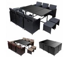 Poly-Rattan Garten-Garnitur Kreta, Lounge-Set Sitzgruppe 10 Sitzplätze ~ Variantenangebot