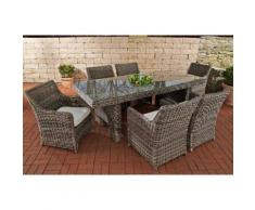 Luxus Sitzgruppe, Sitzgarnitur, Gartengarnitur sandnes, Poly-Rattan, grau-meliert