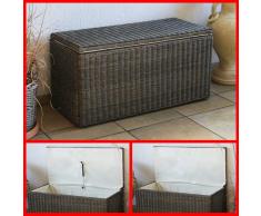 Luxus Kissenbox Aufbewahrungstruhe RomV, 120 cm, 360l, rundes Poly-Rattan ~ Variantenangebot