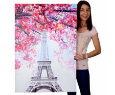 Ölgemälde Eiffelturm, 100% handgemaltes Wandbild Gemälde XL, 70x100cm ~ Variantenangebot