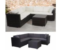 Poly-Rattan Sofa-Garnitur ROM Basic, Sitzgruppe Lounge-Set, Alu ~ Variantenangebot
