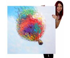 Ölgemälde Heißluftballon, 100% handgemaltes Wandbild Gemälde XL, 100x100cm ~ Variantenangebot