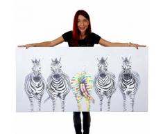 Ölgemälde Zebras II, 100% handgemaltes Wandbild Gemälde XL, 140x70cm ~ Variantenangebot