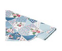 Abwaschbare Tischwäsche - Wachstuch Patchwork mille fleurs, blau-color