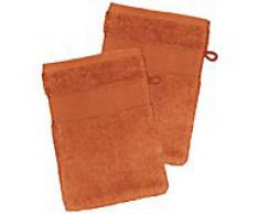 2er-Pack buttinette Walk-Frottier-Waschhandschuh, terra