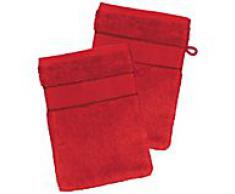2er-Pack buttinette Walk-Frottier-Waschhandschuh, rot