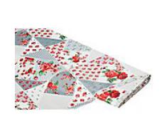 Abwaschbare Tischwäsche - Wachstuch Patchwork mille fleurs, grau-color