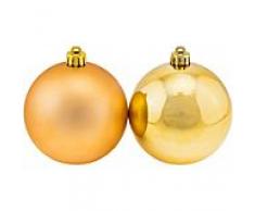 Weihnachtskugeln aus Kunststoff, gold, 8 cm Ø, 8 Stück