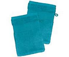2er-Pack buttinette Walk-Frottier-Waschhandschuh, türkis