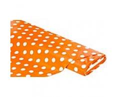 Abwaschbare Tischwäsche - Wachstuch Tupfen, orange/weiß