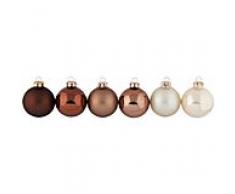 Weihnachtskugeln aus Glas, braun, krokant, creme, 6 cm Ø, 12 Stück