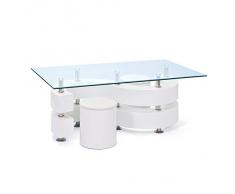 Links 50100005 Couchtisch Glastisch Wohnzimmertisch Wohnzimmer Tisch Glas 2 Hocker weià NEU