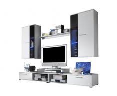 trendteam SA95302 Wohnzimmerschrank Wohnwand Anbauwand weiss, BxHxT 230x185x40 cm