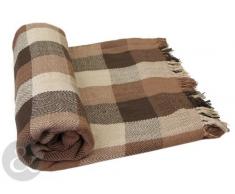 Weiches, 100 %Baumwolle, Kariert, Ãberwurf, Decke / Ãberwurf, Sofa, Bett, Tropen-Design, 100 % Baumwolle, Chocolate ( brown natural beige warm, Single 178cm x 254cm (70x102)