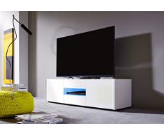 trendteam IM31801 TV Möbel Lowboard weiss Hochglanz lackiert, BxHxT 130 x 37 x 39 cm