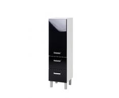 Held Möbel 220.3062 Denver Midischrank 1-türig, 2 Auszüge, 2 Einlegeböden, 35 x 114 x 35 cm, hochglanz-schwarz / weiÃ