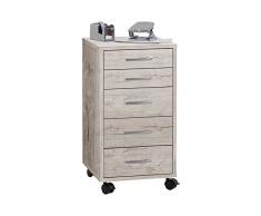 FMD Möbel Freddy Rollcontainer, Holz, sandeiche, 33 x 38 x 63.5 cm
