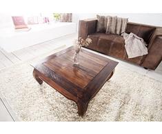DuNord Design Couchtisch Beistelltisch OPIUM Mahagoni Massiv 80cm Retro Antik Tisch Shabby