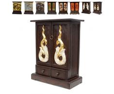 Schrank Kommode Flurschrank Schubladenschrank Telefonschrank Holzschrank Diele etwa 70cm hoch Akazienholz Holz Dunkelbraun Gold Natur