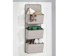 mDesign Schrank-Organizer in Chevron-Muster – Hängeorganizer mit 3 Fächern aus atmungsaktivem Polypropylen – Mehrzweckschrank für die Tür – für Kinderzimmer, Schlafzimmer & Co. – aus Leinen