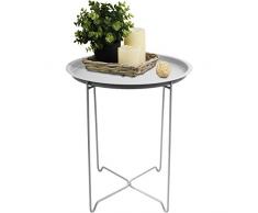 Serviertisch rund 41x48cm mit Rand Beistelltisch Tabletttisch Wohnzimmertisch Couchtisch klappbar Weiß