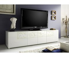 TV Schrank Padua 4-türig, 190 x 48 x 51 cm, weià hochglanz