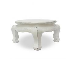 Blumenhocker Opiumhocker Beistelltisch Nachtisch Rundhocker Opiumtisch 30 cm Rund Akazienholz Weiß
