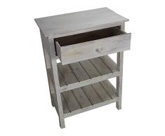 Telefontisch weiß mit Schublade und Ablage Landhaus shabby chic Beistelltisch aus Holz 5822