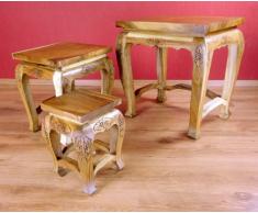 Hoher Opiumtisch im 3er Set | Massivholz Beistelltisch | Asiatische Blumenhocker | Couchtisch der Marke Asia Wohnstudio (Thailand) | Asiatische Möbel