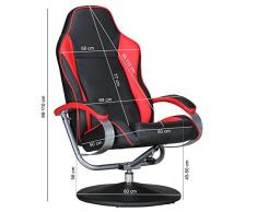 AMSTYLE Fernsehsessel SPORTING TV Design Relax-Sessel verstellbar Racing Modern Bezug Kunstleder schwarz / rot drehbar mit Hocker Racer X-XL 110 kg mit Armlehnen und Hocker Gaming Sessel ohne Motor