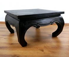 Großer Opiumtisch in schwarz. 86 x 86 x 41cm. Beistelltisch bzw. Couchtisch aus Massivholz. Kolonialstil, Möbel asiatisch