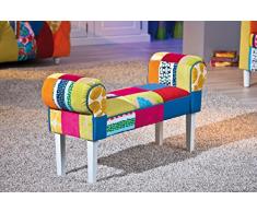 Links 20500025 Patchwork Sitzbank Polsterbank Holzbank Designhocker Bank bunt 100x30x50 cm NEU