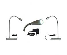 L&E®22222540 - LED Bettleuchte Bettlampe Leselampe Nachttischleuchte 2er Set für linke und rechte Bettseite (kalt weiss);