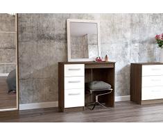 Birlea Furniture Lynx Frisiertisch mit 3 Schubladen, Holz-Optik / cremefarben, 121 cm, doppelt