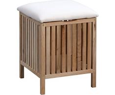 HomeTrends4You 430127 Wäschehocker , 39 x 52 x 39 cm, Walnuss massiv geölt