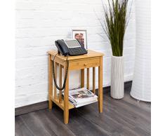 Relaxdays Bambus Beistelltisch mit Schublade H x B x T: ca. 51,5 x 40,5 x 30,5 cm Nachttisch aus robustem Holtz als schmale Nachtkonsole mit Schubfach als kleiner Tisch mit 2 Ablageflächen, natur