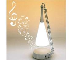Gearmax® USB Aufladbare LED Tisch Musik Lampe Touch-Sensor-Schalter Schreibtischlampe / Leseleuchten / Bettleuchte mit Mini Lautsprecher, 6 Weiße LEDs, 1 Colored LED, Geeignet für MP3 / MP4 / PC / Handy (Weiß)