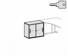 Anstell-Schiebetürenschrank Oberboden 25 mm, mit Stellfüßen, abschließbar, 800x425x720, Weiß/Weiß